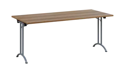 SLA 180 lak skládací jednací stůl 1800x800, deska 25 mm, podnož stříbrný lak, deska ořech světlý